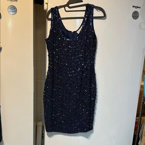 Elegant Sequin Mini Dress in Midnight Blue